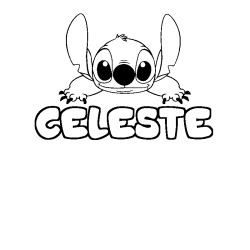 Coloring page first name CELESTE - Stitch background