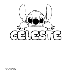 Coloring page first name CELESTE - Stitch background