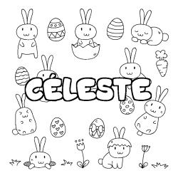 Coloring page first name CÉLESTE - Easter background