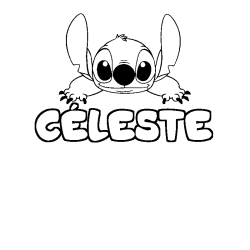 Coloring page first name CÉLESTE - Stitch background