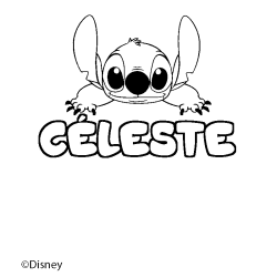 Coloring page first name CÉLESTE - Stitch background