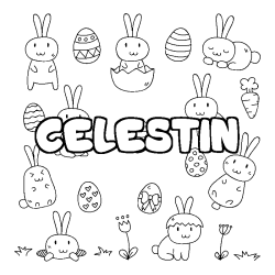Coloring page first name CELESTIN - Easter background