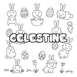 Coloring page first name CELESTINE - Easter background