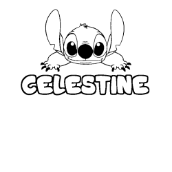 Coloring page first name CELESTINE - Stitch background