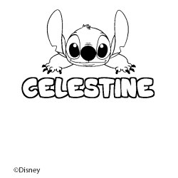 Coloring page first name CELESTINE - Stitch background