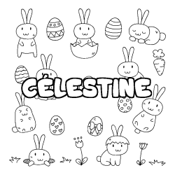 Coloring page first name CÉLESTINE - Easter background