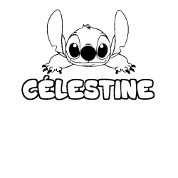 Coloring page first name CÉLESTINE - Stitch background