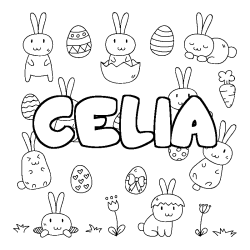 Coloring page first name CELIA - Easter background