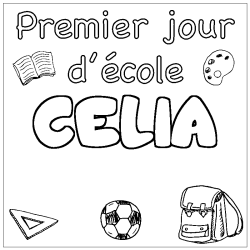 Coloring page first name CELIA - School First day background