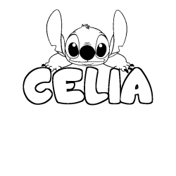 Coloring page first name CELIA - Stitch background