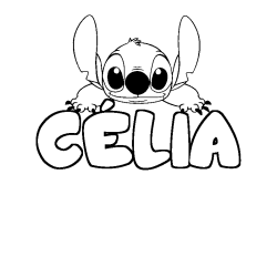 Coloring page first name CÉLIA - Stitch background