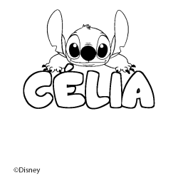 Coloring page first name CÉLIA - Stitch background