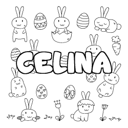 Coloring page first name CELINA - Easter background