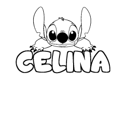 Coloring page first name CELINA - Stitch background