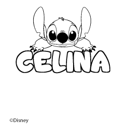 Coloring page first name CELINA - Stitch background