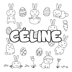 Coloring page first name CÉLINE - Easter background