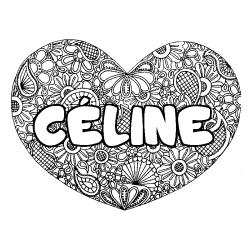 Coloring page first name CÉLINE - Heart mandala background