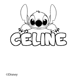 Coloring page first name CÉLINE - Stitch background