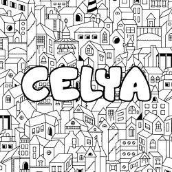 Coloring page first name CELYA - City background