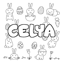 Coloring page first name CELYA - Easter background