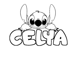 Coloring page first name CELYA - Stitch background