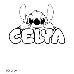 Coloring page first name CELYA - Stitch background