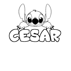 Coloring page first name CESAR - Stitch background