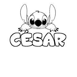 Coloring page first name CÉSAR - Stitch background