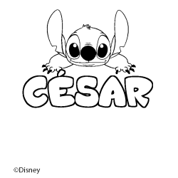 Coloring page first name CÉSAR - Stitch background