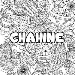 Coloring page first name CHAHINE - Fruits mandala background