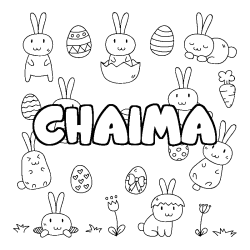 Coloring page first name CHAIMA - Easter background