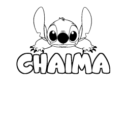 Coloring page first name CHAIMA - Stitch background