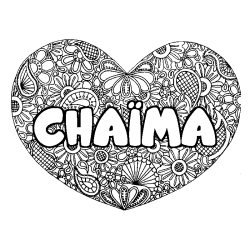 Coloring page first name CHAÏMA - Heart mandala background