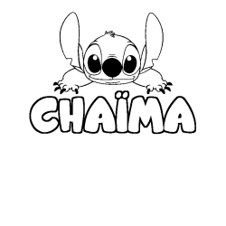 Coloring page first name CHAÏMA - Stitch background