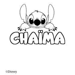 Coloring page first name CHAÏMA - Stitch background