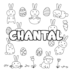 Coloring page first name CHANTAL - Easter background