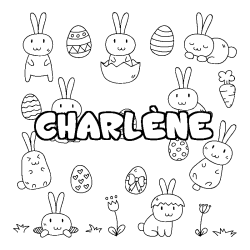 Coloring page first name CHARLÈNE - Easter background