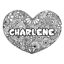 Coloring page first name CHARLÈNE - Heart mandala background