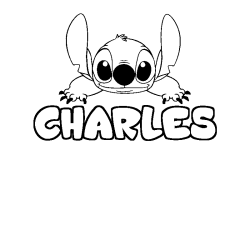 Coloring page first name CHARLES - Stitch background