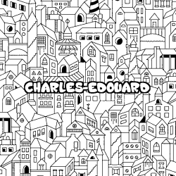 Coloring page first name CHARLES-EDOUARD - City background