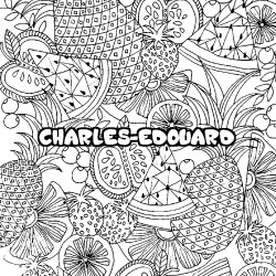 Coloring page first name CHARLES-EDOUARD - Fruits mandala background