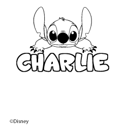 Coloring page first name CHARLIE - Stitch background