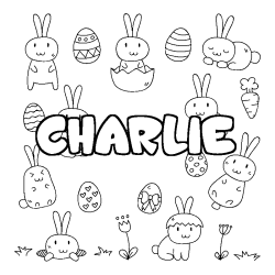 Coloring page first name CHARLIE - Easter background