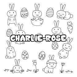 Coloring page first name CHARLIE-ROSE - Easter background