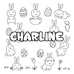 Coloring page first name CHARLINE - Easter background