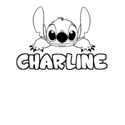Coloring page first name CHARLINE - Stitch background