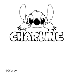 Coloring page first name CHARLINE - Stitch background