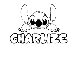 Coloring page first name CHARLIZE - Stitch background