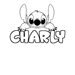 Coloring page first name CHARLY - Stitch background