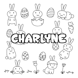 Coloring page first name CHARLYNE - Easter background